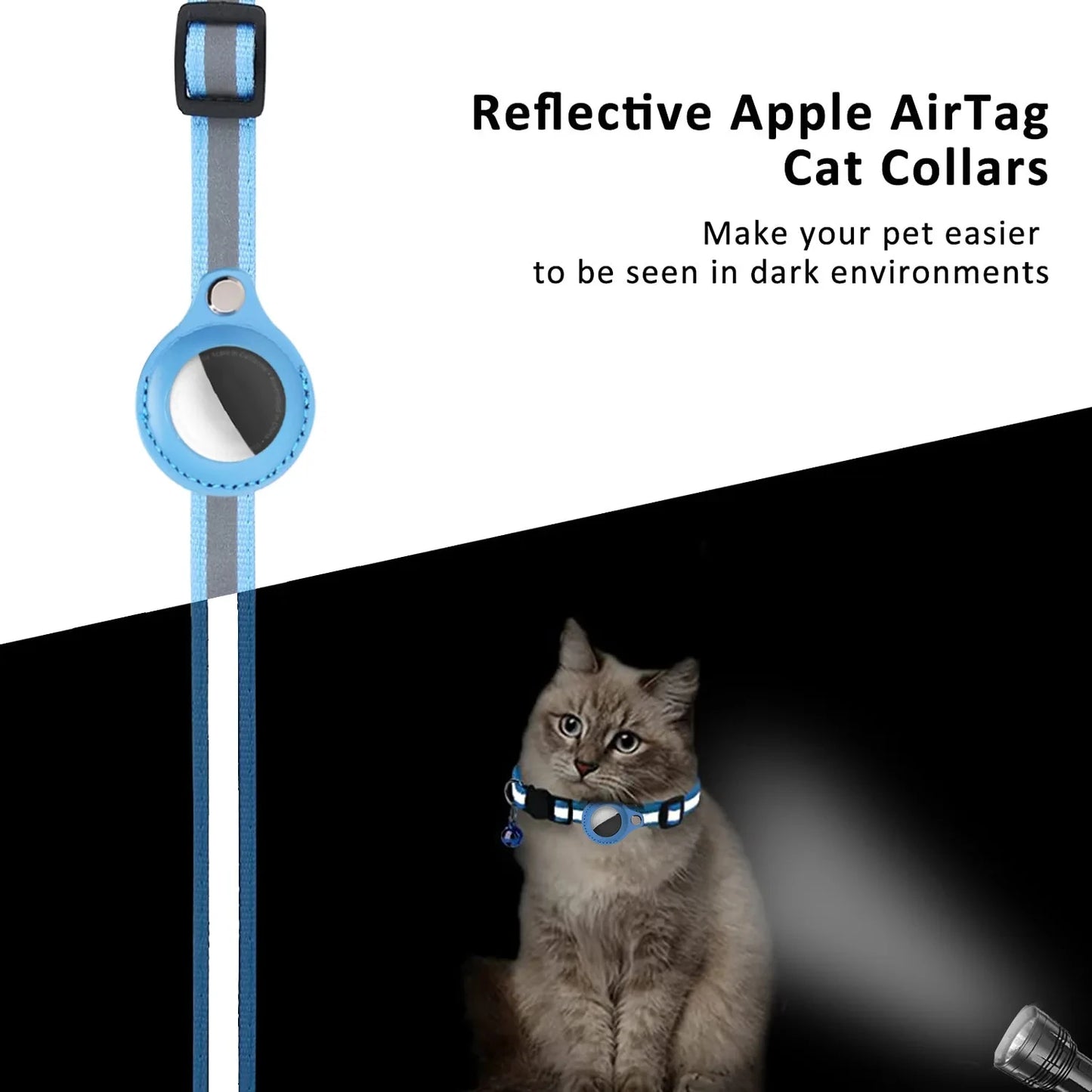 Reflektierendes AirTag-Katzenhalsband mit Sicherheitsschnalle & wasserdichtem AirTag-Halter