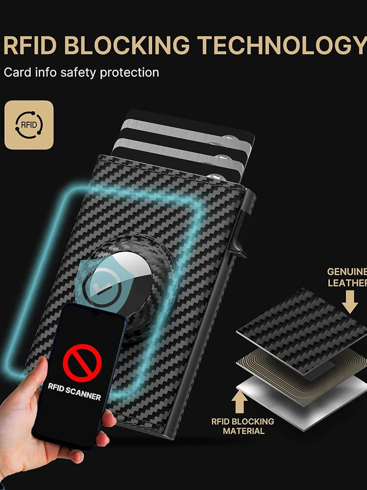 Ultradünnes RFID-Kartenetui mit AirTag-Halter – Hochwertige & sichere Geldbörse