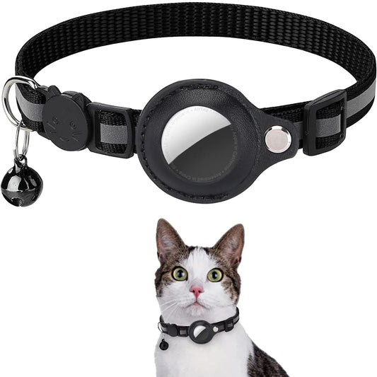 Reflektierendes AirTag-Katzenhalsband mit Sicherheitsschnalle & wasserdichtem AirTag-Halter